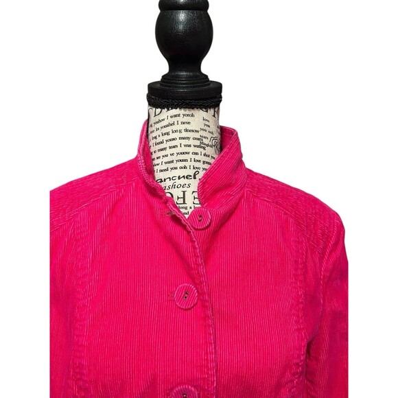 Liz Claiborne Womens Blazer Jacket Sz Lg Corduroy Electric Pink 80s Hipster Boho - Picture 2 of 14